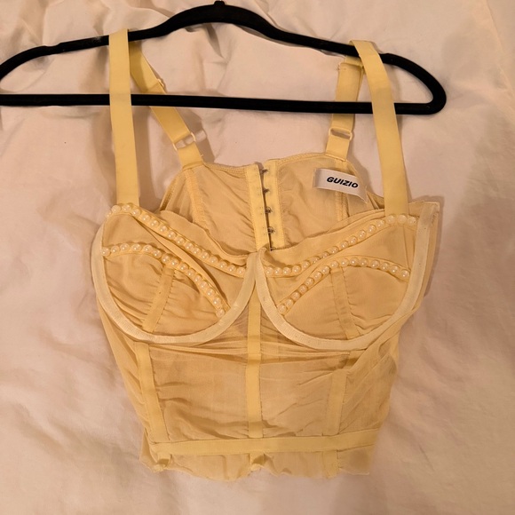 Danielle Guizio Tops - DANIELLE GUIZIO PEARL ZITA MESH CORSET TOP